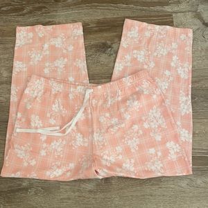 {charters club} Floral plaid wide leg capris pastel pink pajama pants. NWOT
